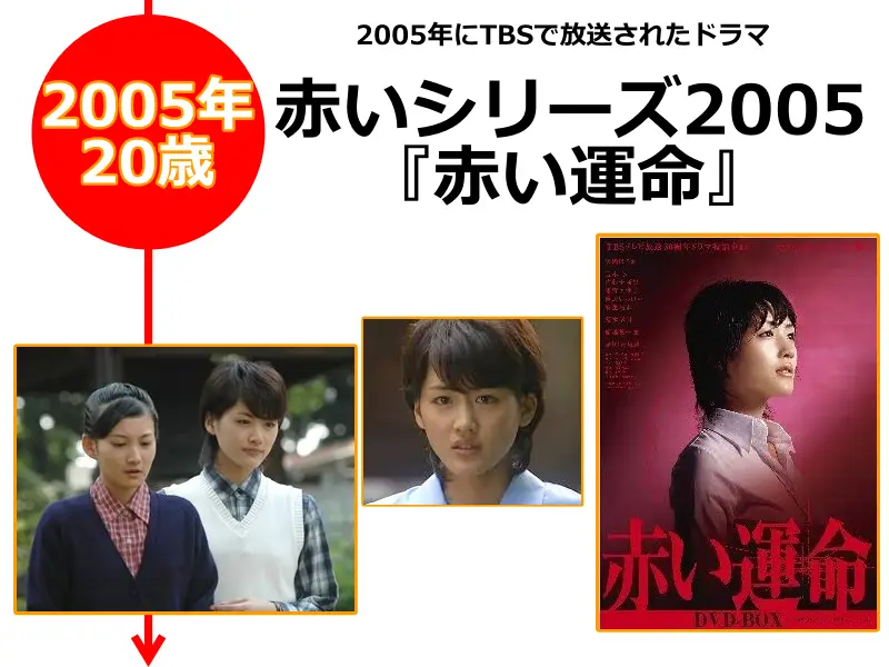 綾瀬はるかさんが2005年（20歳のとき）に出演したドラマ「赤いシリーズ2005『赤い運命』」