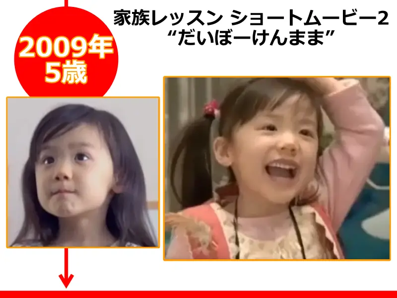 芦田愛菜が2009年（5歳時）に出演した「家族レッスン ショートムービー2“だいぼーけんまま”」